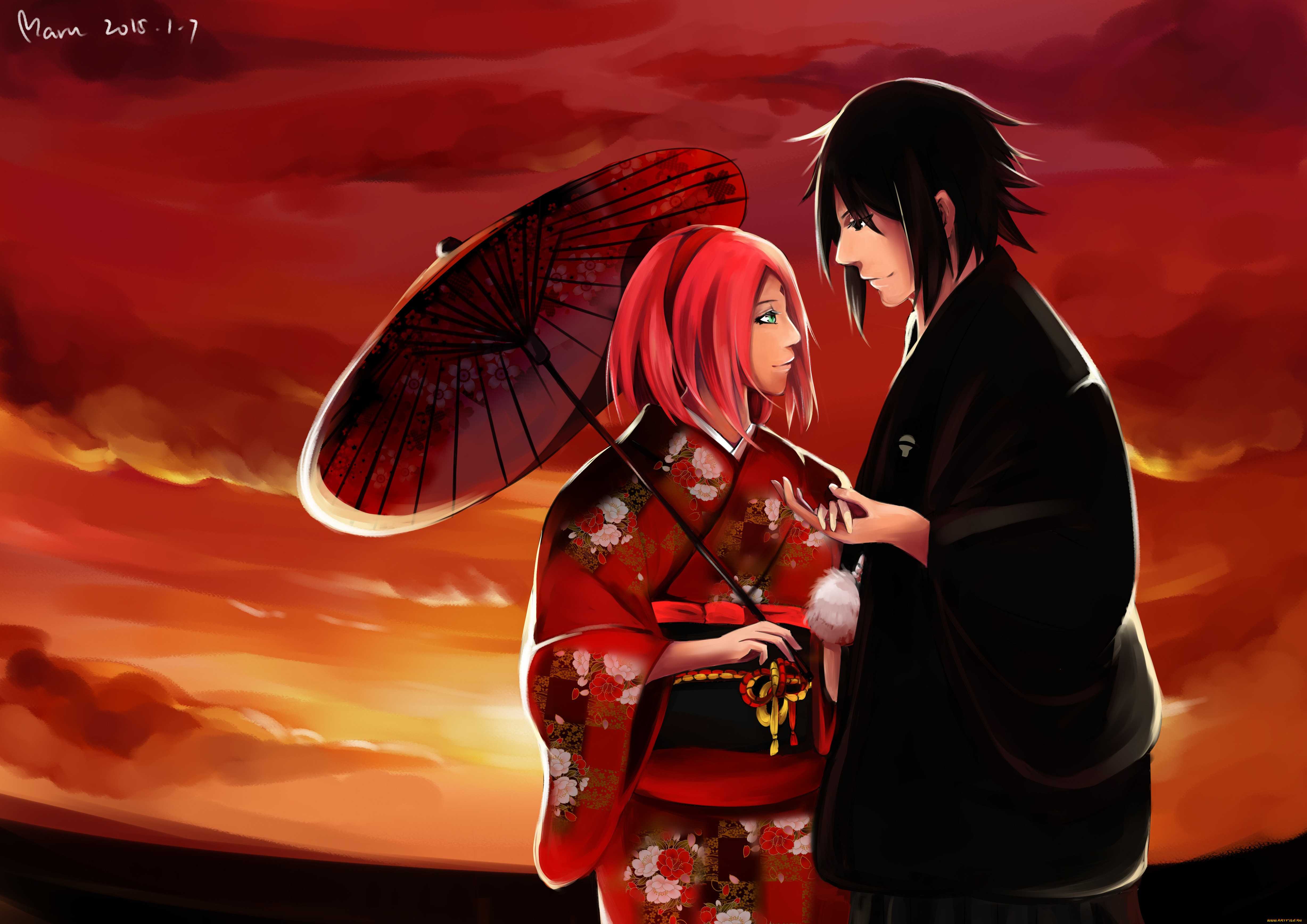 , naruto, kimono, sasuke, uchiha, , , art, maru, sakuro, haruno